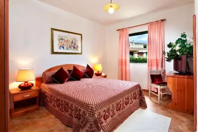 Letto o letti in una camera di ISA-Apartments with air conditioning in Sos Alinos