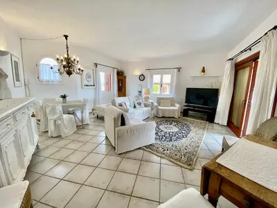 Area soggiorno di Luxury apartment Ginepro sea view with common swimming pool just 50 mt from the beach