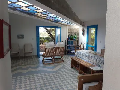 Area soggiorno di Beachfront villa, right ON SAND!