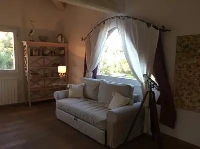 Area soggiorno di Villa Babsy con piscina privata