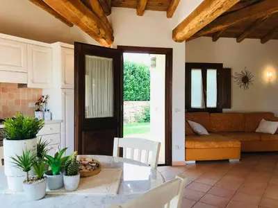 Area soggiorno di Villa vista mare con piscina