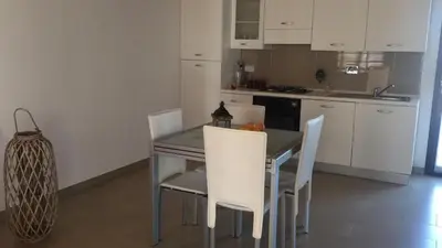 Cucina o angolo cottura di Trilocale con cortile